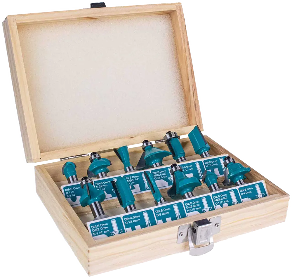 طقم بنط راوتر توتال تولز 8 مل، 12 قطعة، TACSR1121