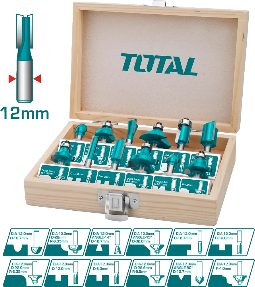 طقم بنط راوتر توتال تولز 12 مل، 12 قطعة، TACSR2121