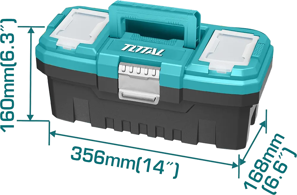 شنطة أدوات توتال تولز بلاستيك، 14 بوصة، قفل معدني، أزرق، TPBX0142
