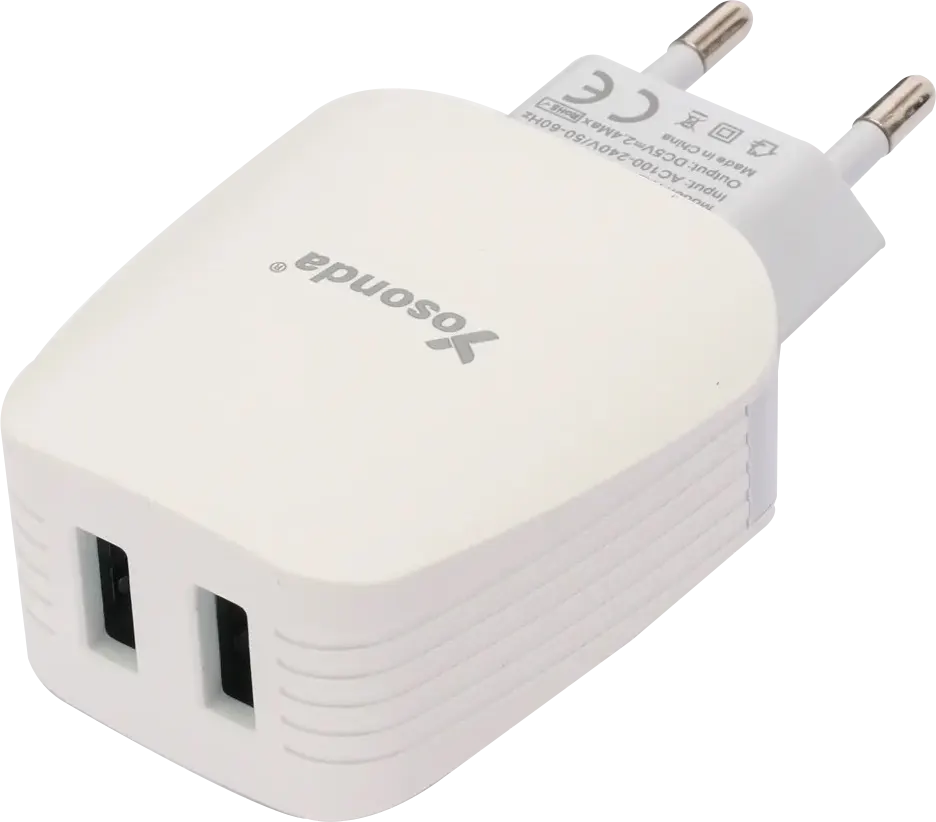 شاحن يوسوندا سريع ، 2 مخرج USB، كابل لايتنينج، أبيض، YXD-G114