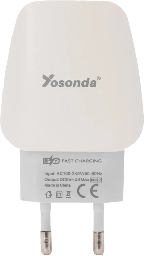 شاحن يوسوندا سريع ، 2 مخرج USB، كابل لايتنينج، أبيض، YXD-G114
