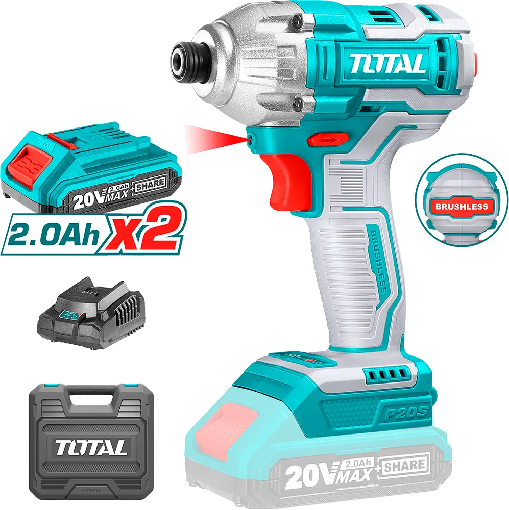 Impact Total Rechargeable Screwdriver, 20V, 2 Battery, Blue, TIRLI2017