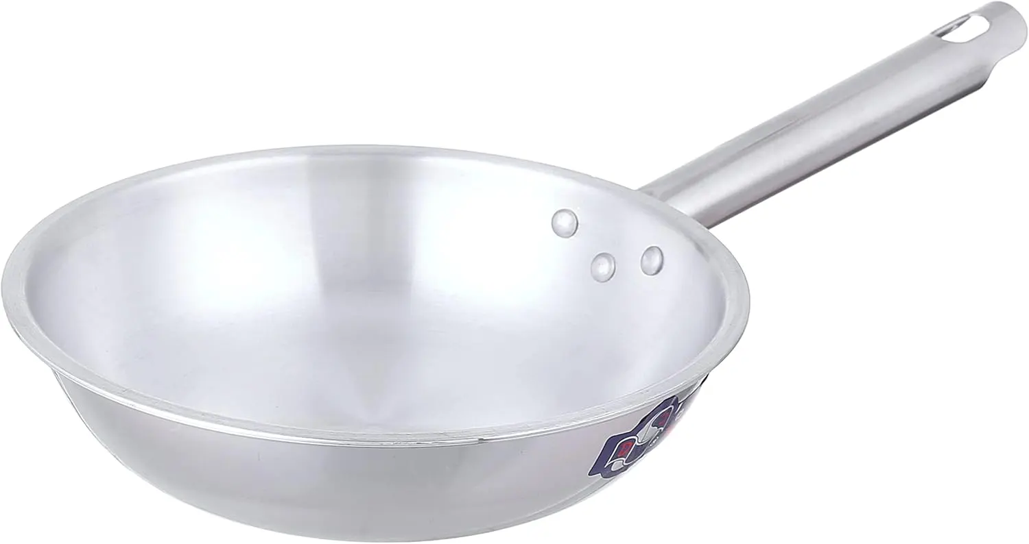 مقلاة تحمير الومنيوم من الدهان، مقاس 18، بيد واحدة استانلس، فضي
