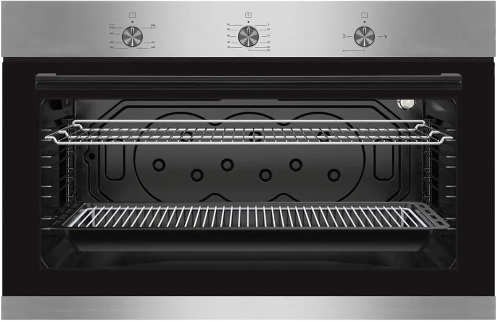 فرن بلت ان إيجنيس، 90 سم، غاز، 97 لتر، شواية غاز، 2 مروحة، أسود*فضي ، FGK90GGFX