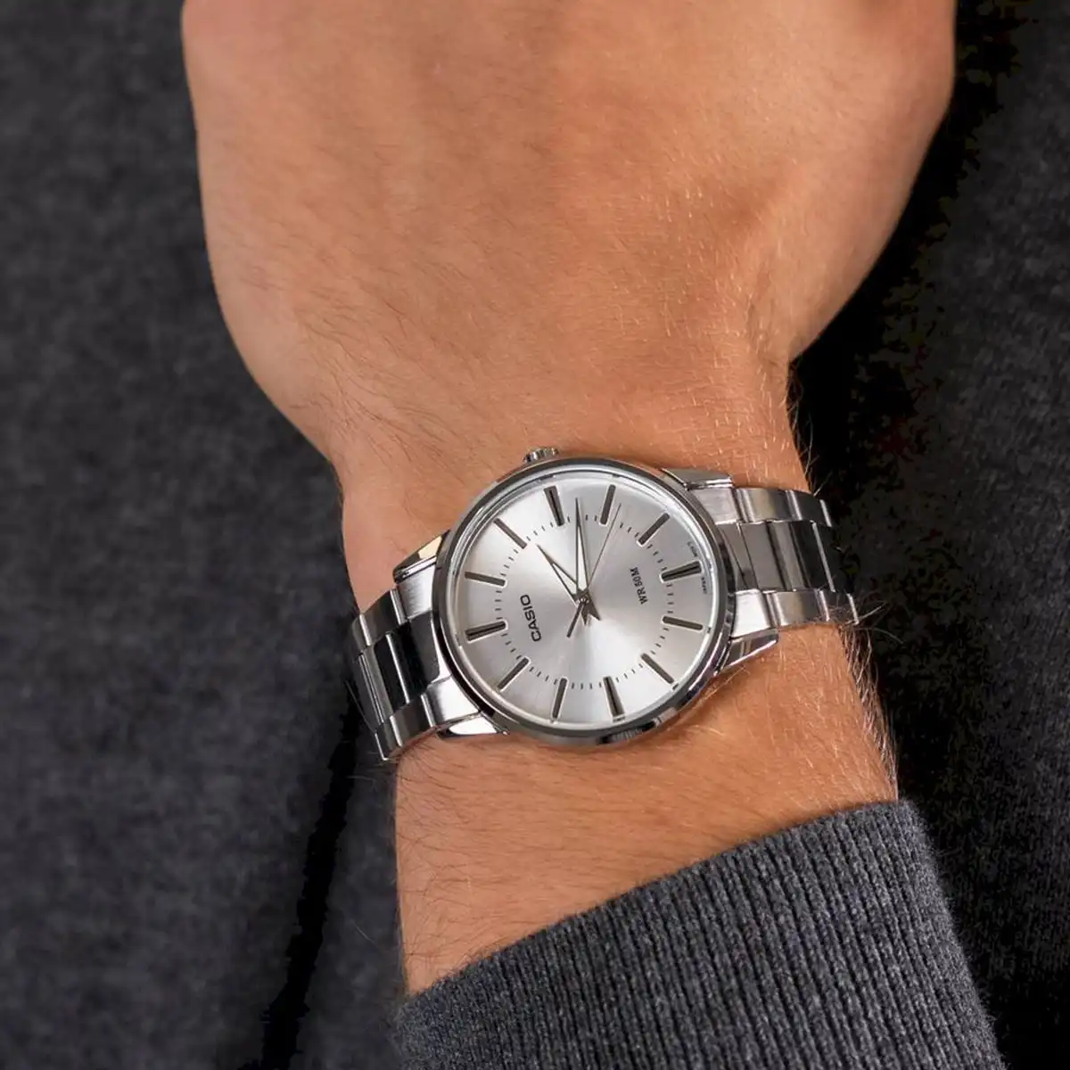 ساعه كاسيو رجالي ، عقارب سوار ستانلس ستيل ، سيلفر MTP.1303D.7AVDF