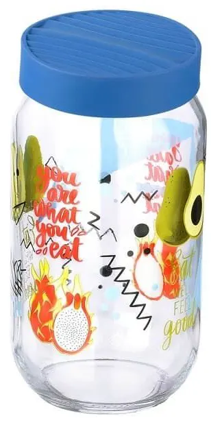 برطمان زجاج مزخرف بغطاء لف من تيتيز، 1000مل ،ألوان متعددة، KC-290