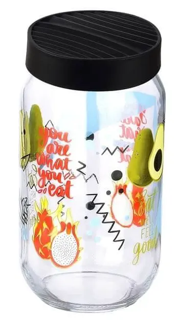 برطمان زجاج مزخرف بغطاء لف من تيتيز، 1000مل ،ألوان متعددة، KC-290