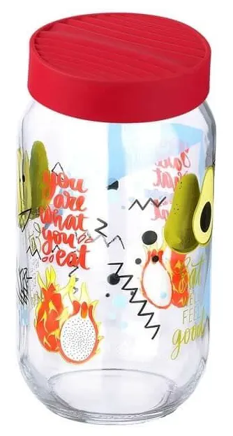 برطمان زجاج مزخرف بغطاء لف من تيتيز، 1000مل ،ألوان متعددة، KC-290