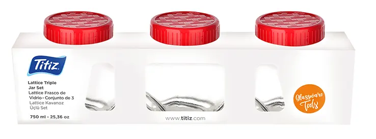 طقم  توابل زجاج بغطاء لف من تيتيز، 3 قطع، 750 مل ،ألوان متعددة،KC-172