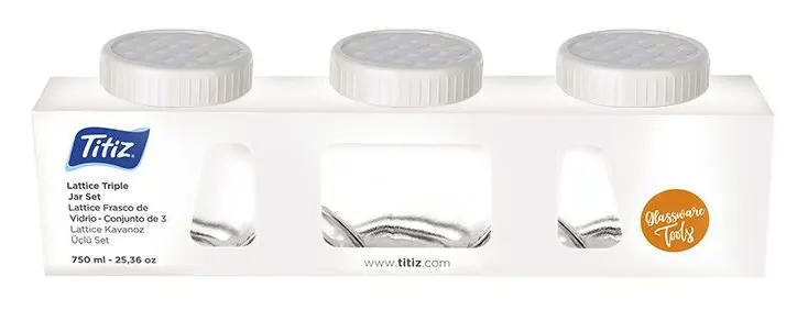 طقم  توابل زجاج بغطاء لف من تيتيز، 3 قطع، 750 مل ،ألوان متعددة،KC-172