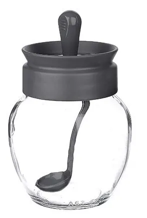 برطمان توابل زجاج بغطاء وملعقة من تيتيز، 370 مل،ألوان متعددة، KC-264