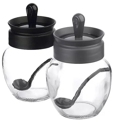 برطمان توابل زجاج بغطاء وملعقة من تيتيز، 370 مل،ألوان متعددة، KC-264