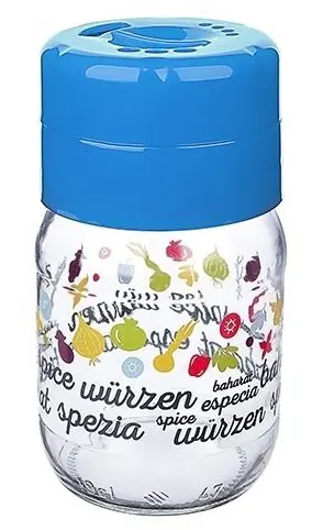 برطمان توابل زجاج بغطاء مزدوج من تيتيز، 190مل،ألوان متعددة، KC-207