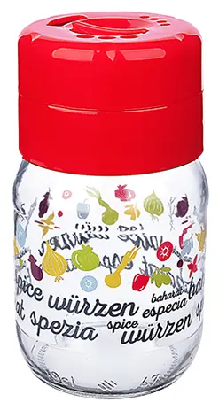 برطمان توابل زجاج بغطاء مزدوج من تيتيز، 190مل،ألوان متعددة، KC-207