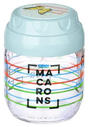 برطمان زجاج مزخرف بغطاء لف من تيتيز،425 مل،ألوان متعددة ،KC-543