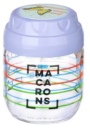 برطمان زجاج مزخرف بغطاء لف من تيتيز،425 مل،ألوان متعددة ،KC-543