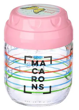 برطمان زجاج مزخرف بغطاء لف من تيتيز،425 مل،ألوان متعددة ،KC-543