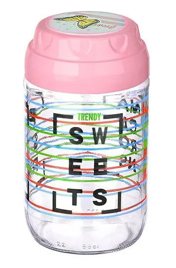 برطمان زجاج مزخرف بغطاء لف من تيتيز،660 مل،ألوان متعددة ،KC-542