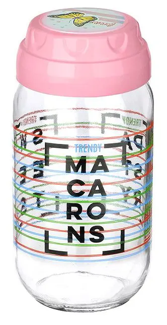 برطمان زجاج مزخرف بغطاء لف من تيتيز،1 لتر،ألوان متعددة ،KC-541