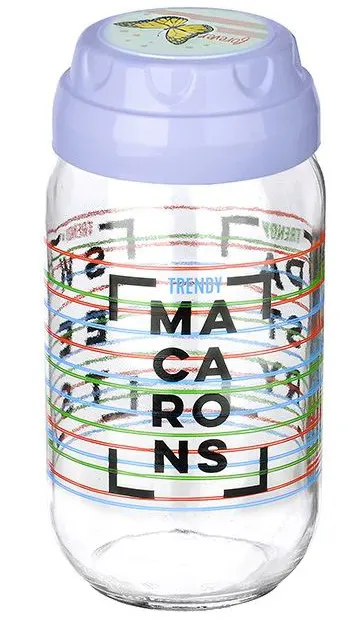 برطمان زجاج مزخرف بغطاء لف من تيتيز،1 لتر،ألوان متعددة ،KC-541