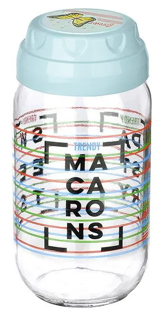 برطمان زجاج مزخرف بغطاء لف من تيتيز،1 لتر،ألوان متعددة ،KC-541