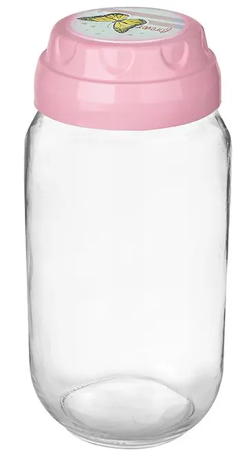 برطمان زجاج شفاف بغطاء مزخرف لف من تيتيز،1 لتر،ألوان متعددة ،KC-540