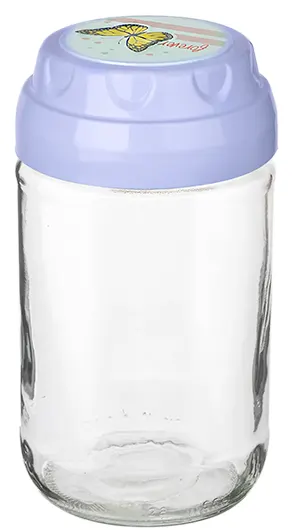 برطمان زجاج شفاف بغطاء مزخرف لف من تيتيز،660 مل،ألوان متعددة ،KC-539