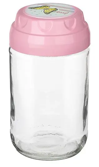 برطمان زجاج شفاف بغطاء مزخرف لف من تيتيز،660 مل،ألوان متعددة ،KC-539