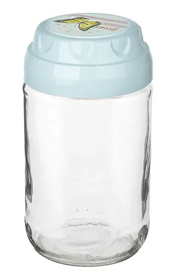 برطمان زجاج شفاف بغطاء مزخرف لف من تيتيز،660 مل،ألوان متعددة ،KC-539