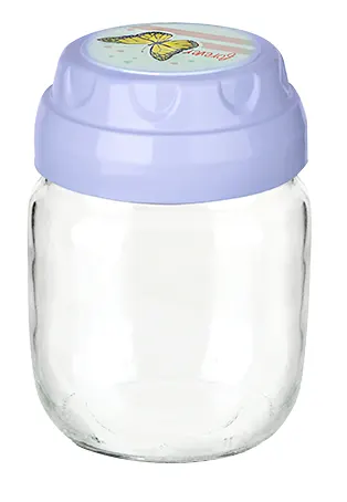 برطمان زجاج شفاف بغطاء مزخرف لف من تيتيز،425 مل،ألوان متعددة ،KC-537