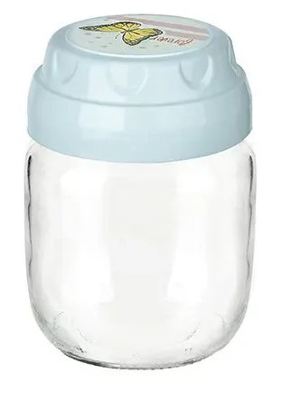 برطمان زجاج شفاف بغطاء مزخرف لف من تيتيز،425 مل،ألوان متعددة ،KC-537