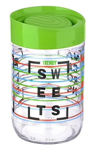 برطمان زجاج مزخرف بغطاء لف من تيتيز،660 مل،ألوان متعددة،KC-531