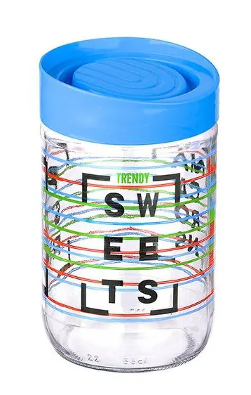 برطمان زجاج مزخرف بغطاء لف من تيتيز،660 مل،ألوان متعددة،KC-531