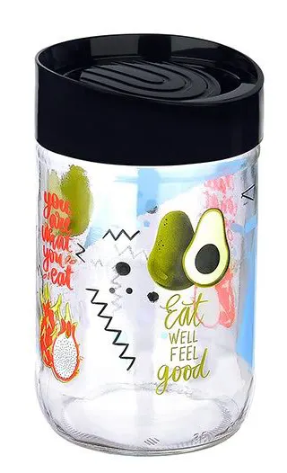 برطمان زجاج مزخرف بغطاء لف من تيتيز،660 مل،ألوان متعددة،KC-531