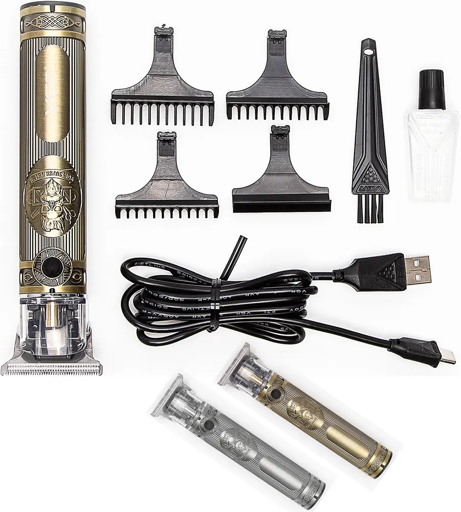 ماكينة حلاقة ذقن VGR ، قابلة للشحن، ، ذهبي-فضي، V-968