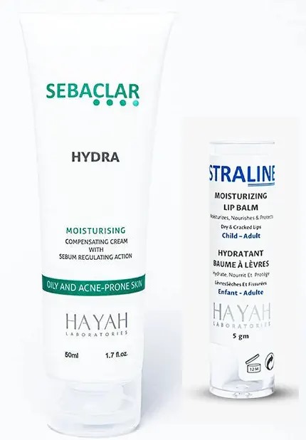 مرطب سيباكلار هيدرا كريم مرطب للبشرة الدهنية حياة ترطيب يومى، 50 مل + ليب بالم ستارلين من حياة