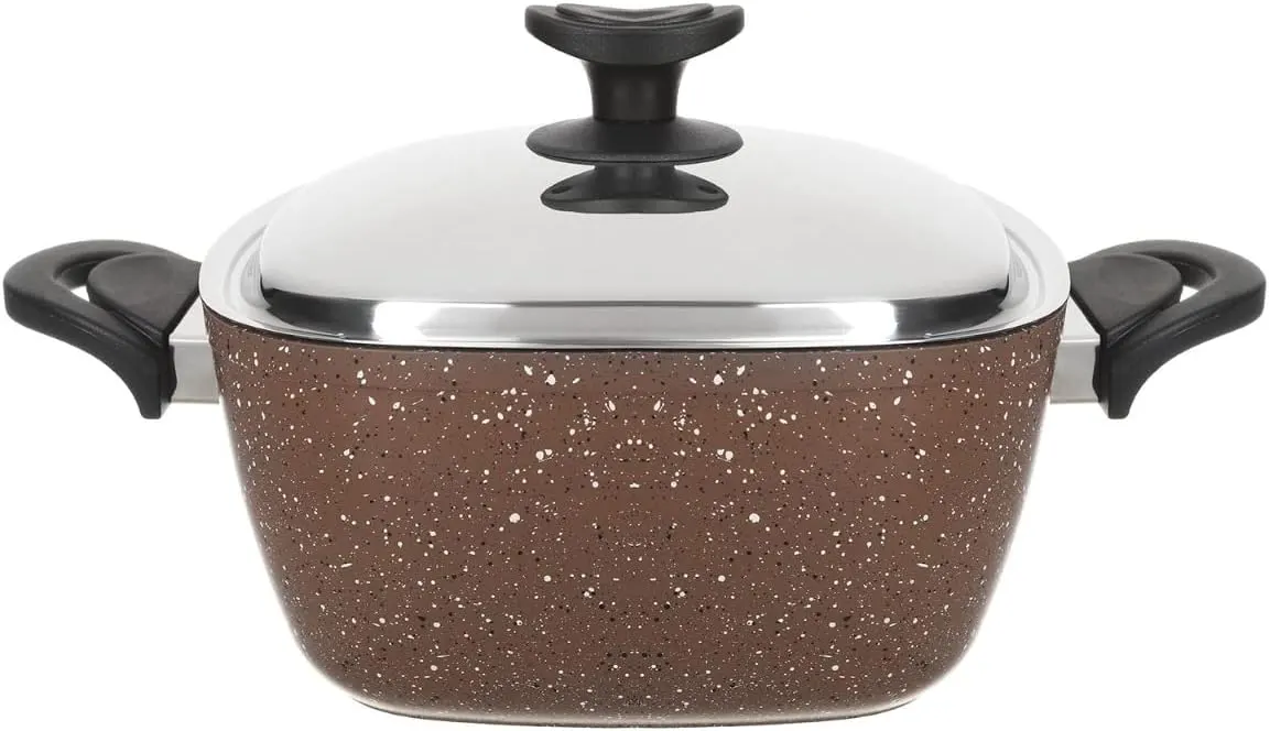 حلة جيرانيت تركي سافلون مربعة، مقاس 28، بني