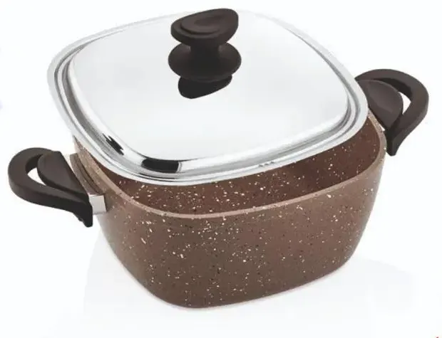 حلة جيرانيت تركي سافلون مربعة، مقاس 28، بني