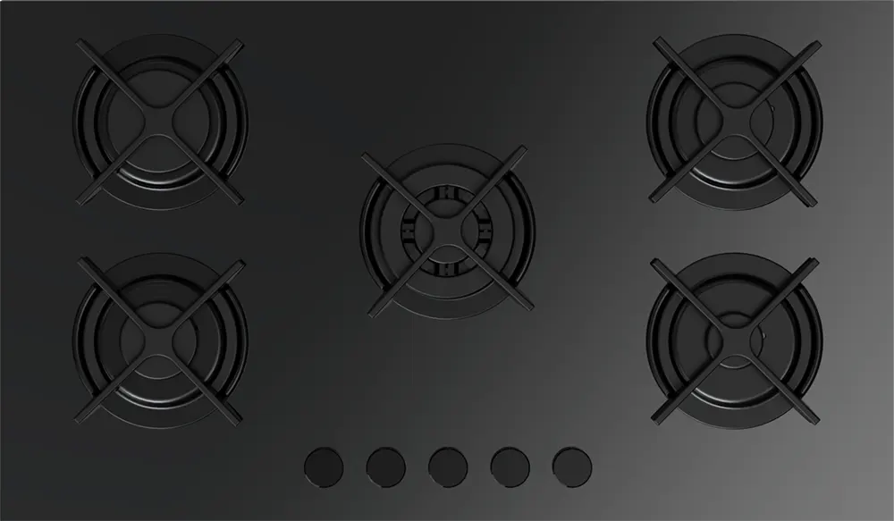 بوتاجاز مسطح بلت ان فريش، 90 سم، 5 شعلة، غاز، حوامل زهر، زجاج، أسود، HFR90CMGC1W