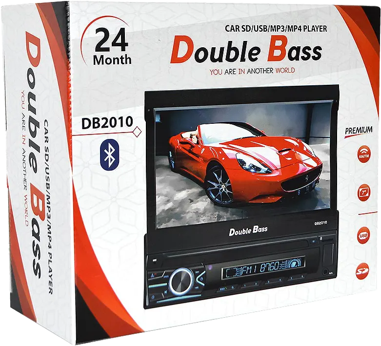 كاسيت سيارة من دابل باس، شاشة 7 بوصة، USB، بلوتوث، اسود، DB-2010 Pro