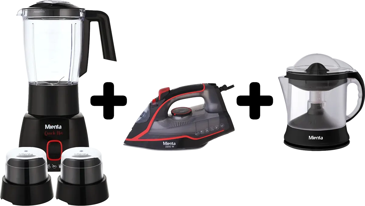 مجموعة ميانتا (خلاط 400 وات ، 1.75 لتر، موديل BL1361B & مكواة ملابس بخار 2200 وات ، موديل SI181438B & عصارة موالح 40 وات، 1 لتر، موديل CP10308B) BIC3000A