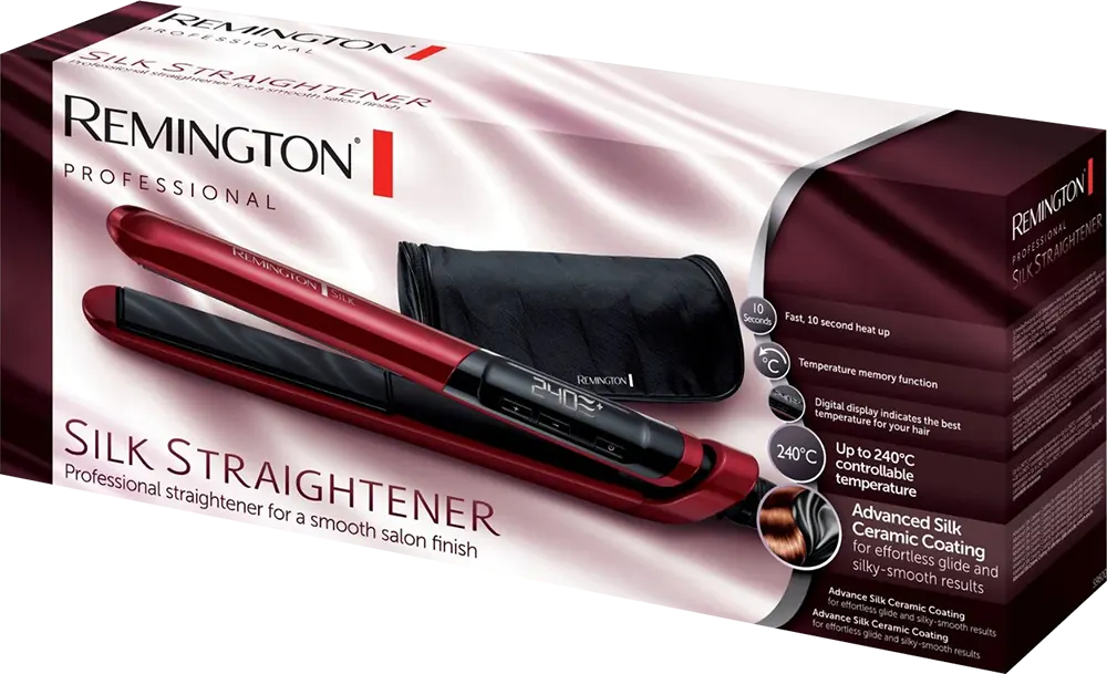 مكواة فرد الشعر ريمنجتون، ألواح سيراميك، شاشة ديجيتال، 240 درجة، أحمر ، S9600