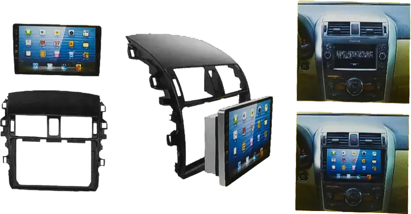 كاسيت شاشة للسيارة من بلاك فوليوم لسيارة تويوتا كرولا، بلوتوث، تاتش، لون أسود