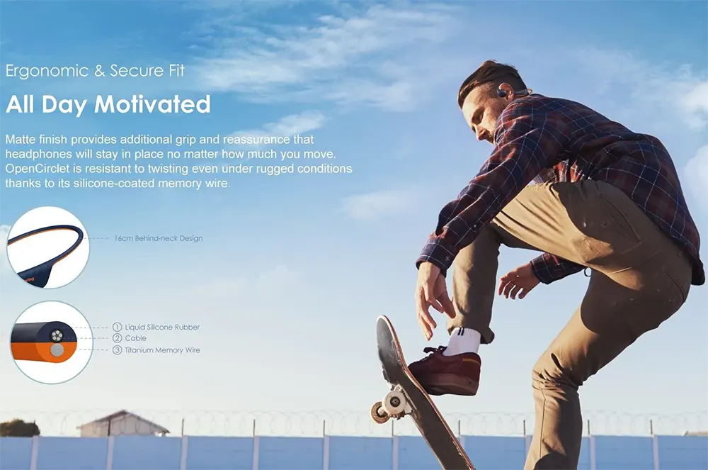 سماعة أذن لاسلكية  اوراميو OpenCirclet بلوتوث 5.0، بطارية تدوم 3.5 ساعة، لون أزرق غامق، OPN-40D