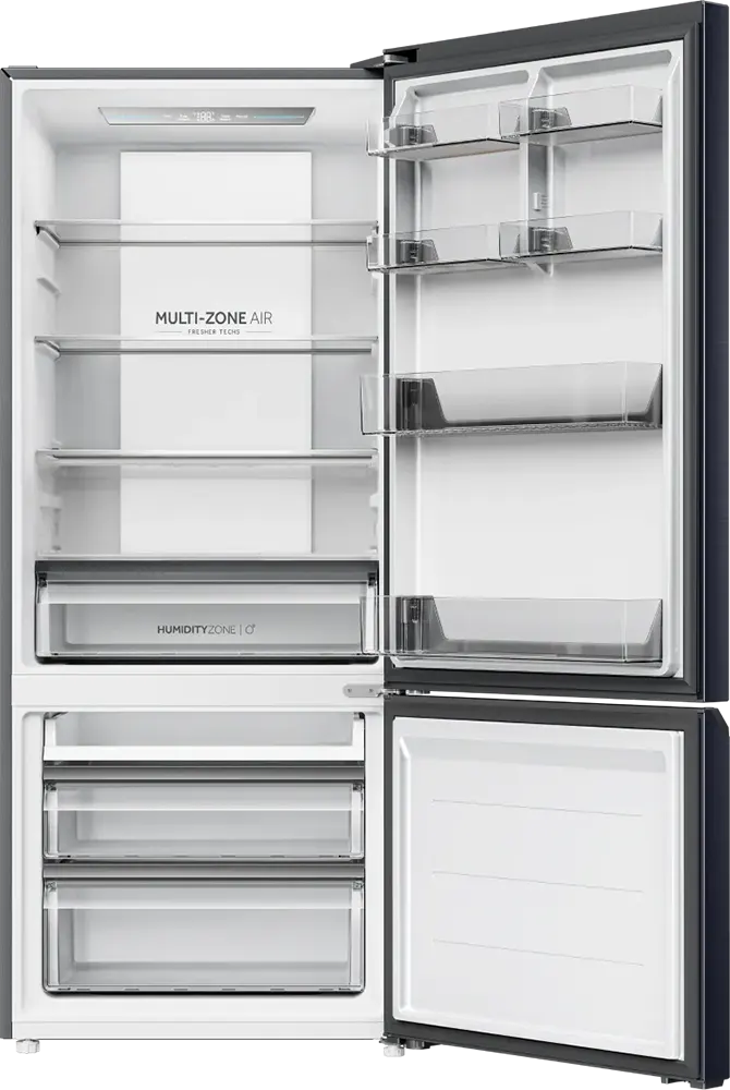 ثلاجة هاير كومبي، نوفروست، 433 لتر، 2 باب، انفرتر، فريزر سفلي، أسود، HRF-460BMBM