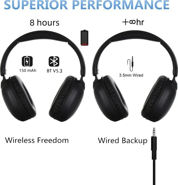 سماعة سودو لاسلكية-سلكية، بلوتوث 5.3، بطارية تدوم 8 ساعات، متعددة الألوان، SD1101