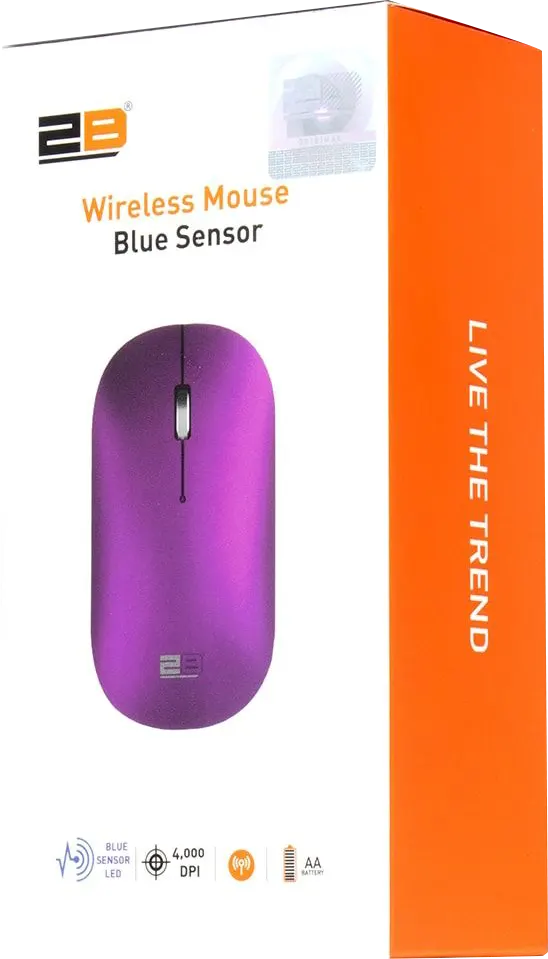 ماوس لاسلكي 2 بي، 2.4 جيجاهرتز، 4000 نقطة في البوصة، فضي-بنفسجي، MO878