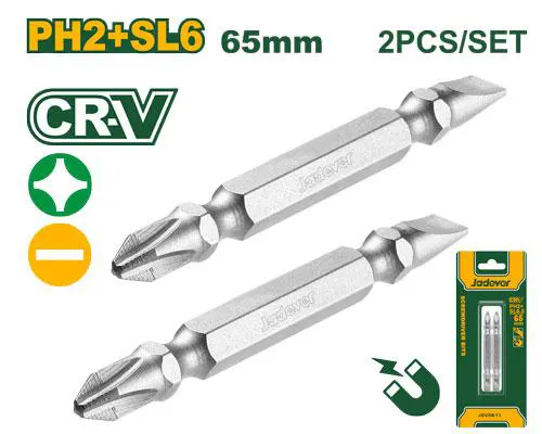 JADEVER Screwdriver Bit PH2 + SL6, 65mm, JDSV0K11