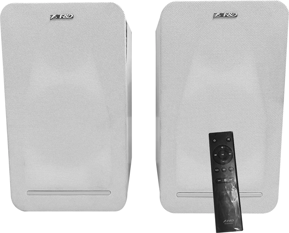 سماعات صب ووفر اف آند دي، بلوتوث، 60 وات، أبيض، R40BT