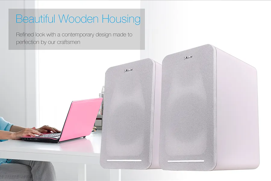 سماعات صب ووفر اف آند دي، بلوتوث، 60 وات، أبيض، R40BT